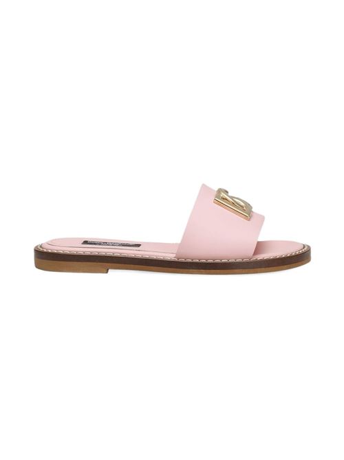 Ciabatte bambina Dolce e Gabbana rosa in pelle di vitello Dolce & Gabbana Kids | D11340A122380400